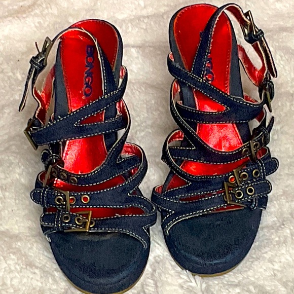 Bongo brand strappy denim wedges - Picture 6 of 6